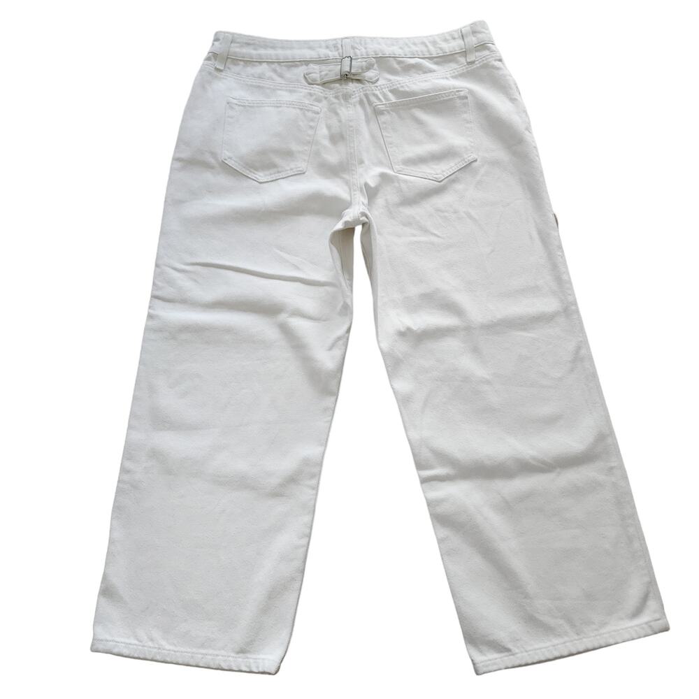 A.L.C. Montag cropped wide straight leg twill jeans in almost white Size 14 NEW - Picture 2 of 11